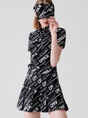 UTAA Logo Slogan Wave Pleats Skirt : Black
