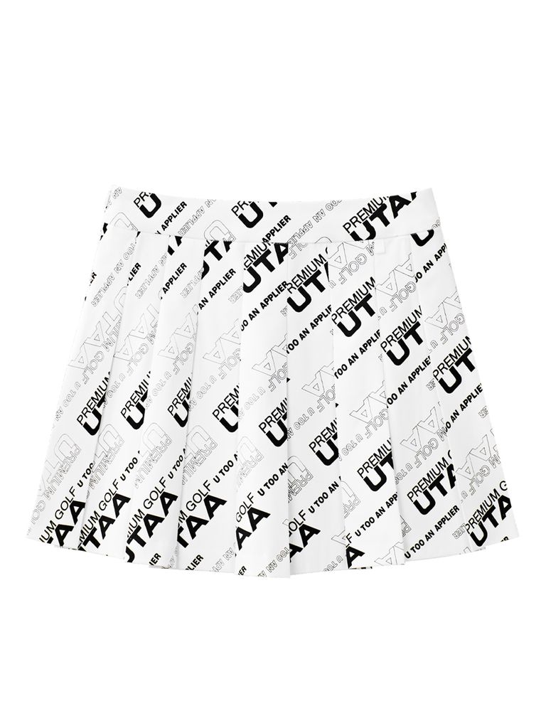 UTAA Logo Slogan Wave Pleats Skirt : White