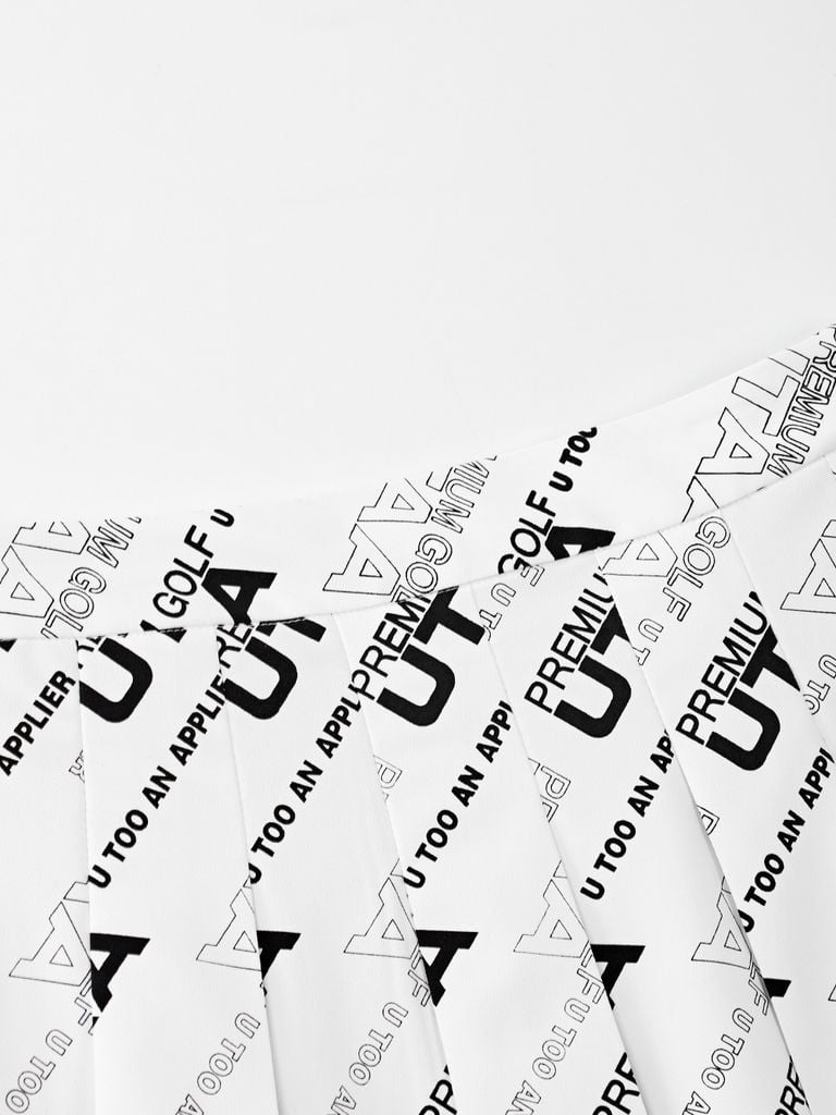 UTAA Logo Slogan Wave Pleats Skirt : White