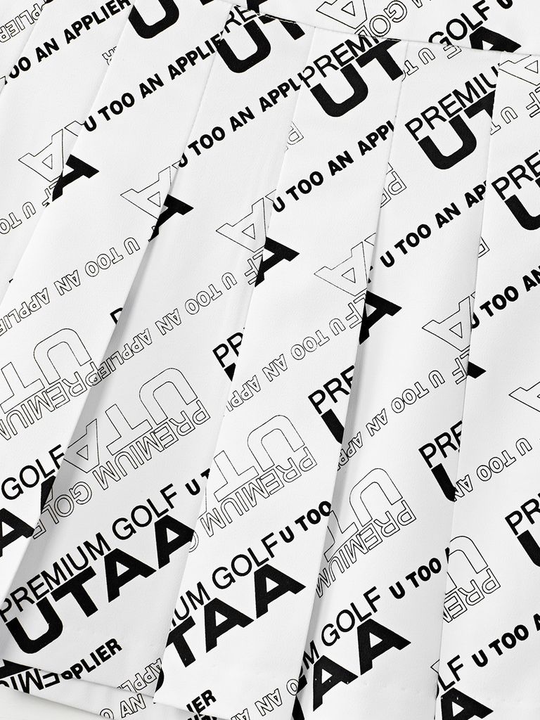 UTAA Logo Slogan Wave Pleats Skirt : White