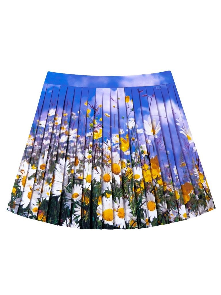 UTAA Wild Flower Pleats Skirt : Blue