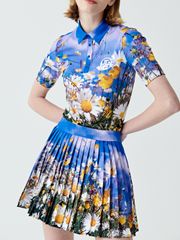 UTAA Wild Flower Pleats Skirt : Blue