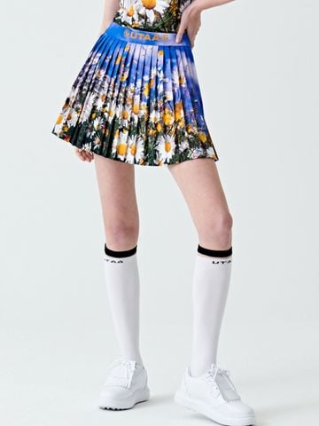 UTAA Wild Flower Pleats Skirt : Blue