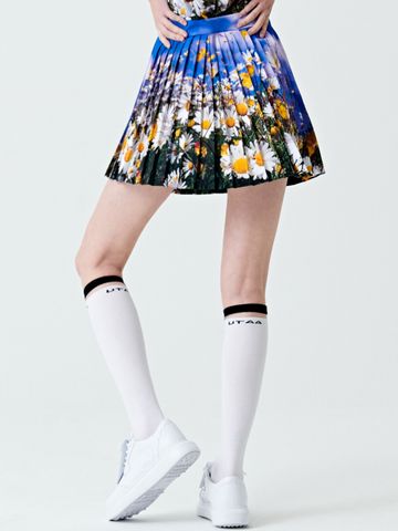 UTAA Wild Flower Pleats Skirt : Blue