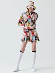 UTAA Fiesta Patchwork Pleats Skirt : Light Pink