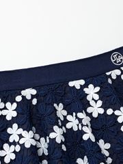 UTAA Lace Flower Net Flare Skirt : Navy