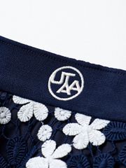 UTAA Lace Flower Net Flare Skirt : Navy