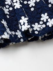 UTAA Lace Flower Net Flare Skirt : Navy