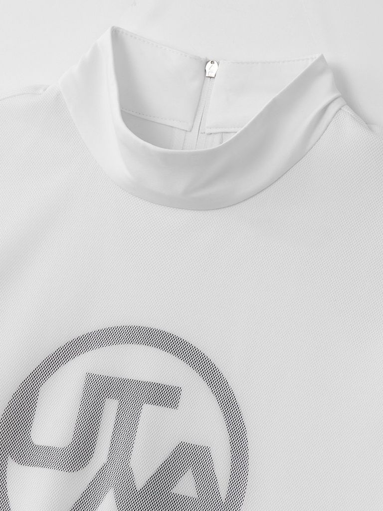 UTAA Swing Fit Mix Mesh Turtleneck Tee : White