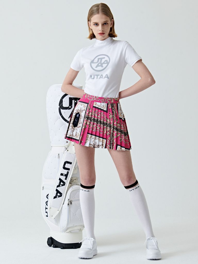 UTAA Swing Fit Mix Mesh Turtleneck Tee : White