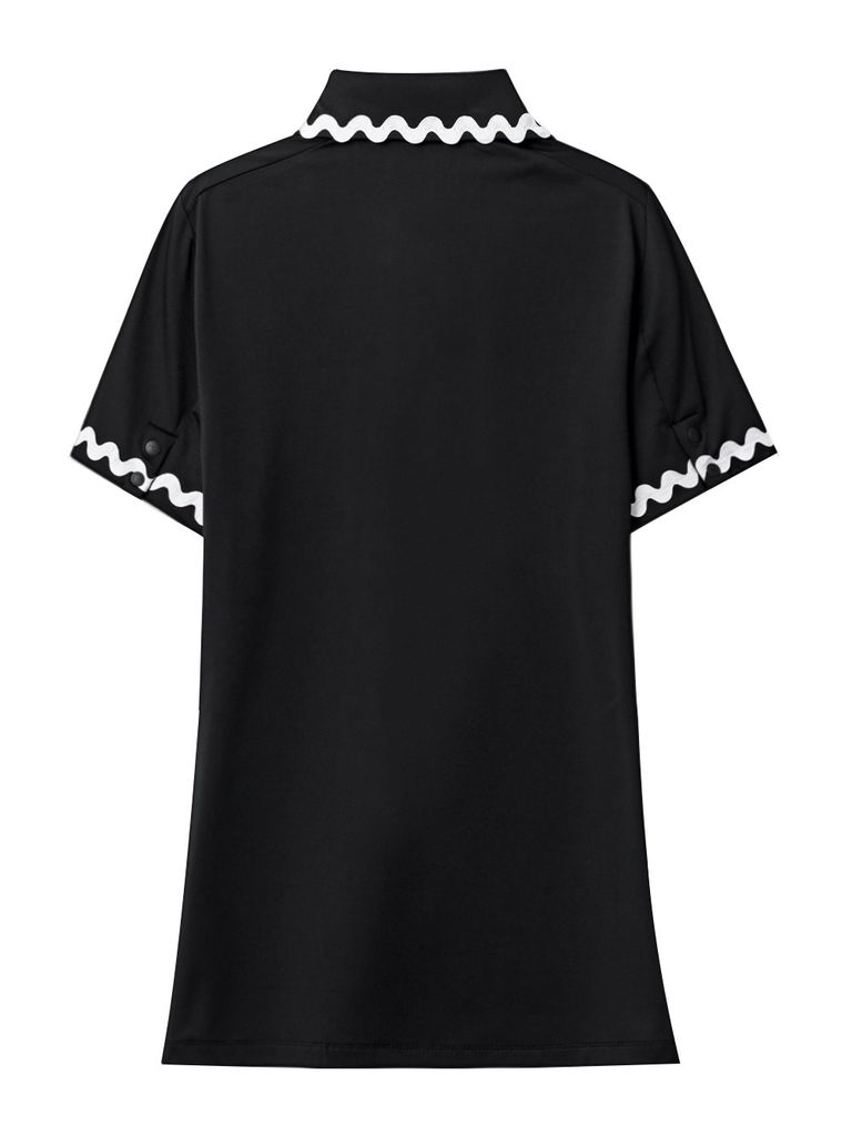 UTAA Swing Fit Tilde Wave Polo T-Shirts : Black