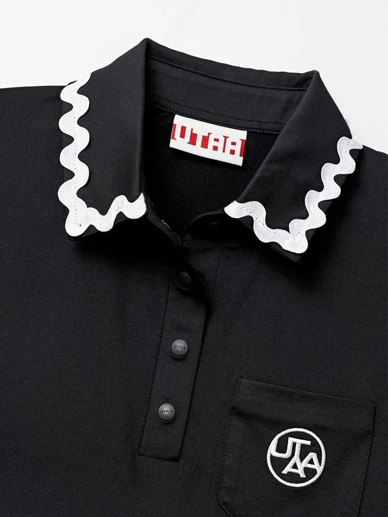 UTAA Swing Fit Tilde Wave Polo T-Shirts : Black