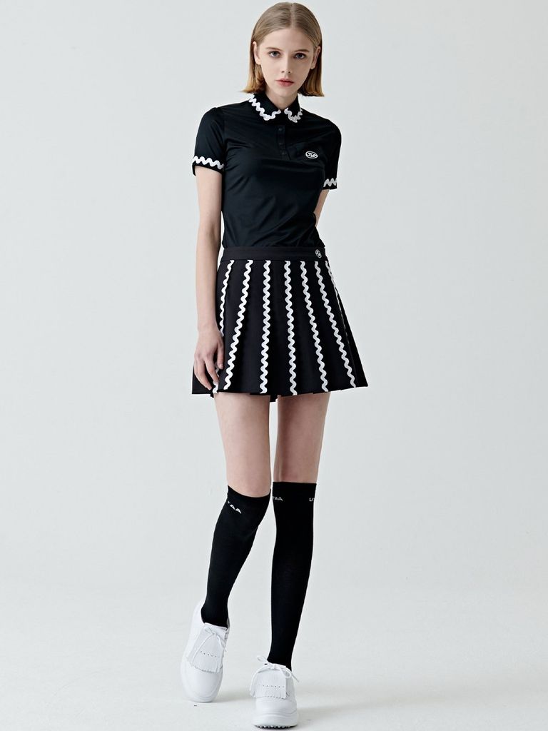 UTAA Swing Fit Tilde Wave Polo T-Shirts : Black