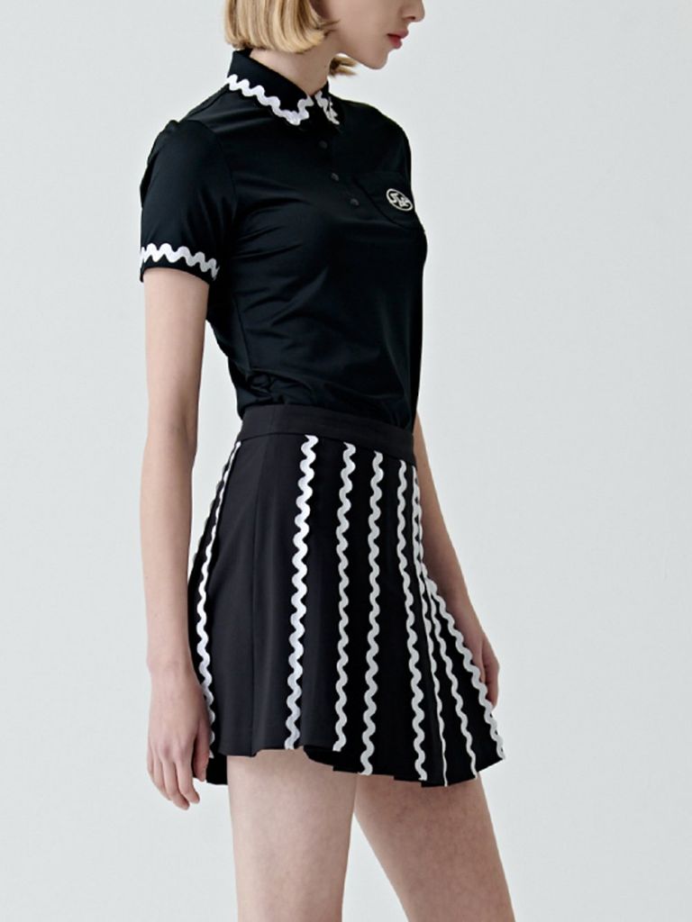 UTAA Swing Fit Tilde Wave Polo T-Shirts : Black