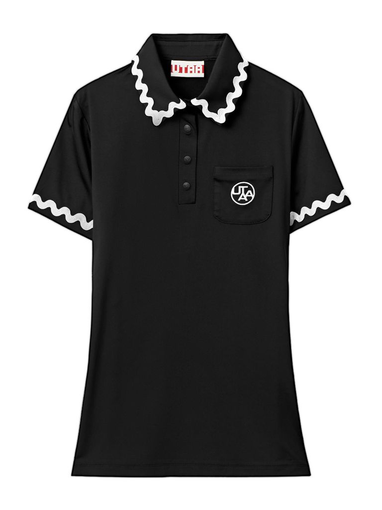 UTAA Swing Fit Tilde Wave Polo T-Shirts : Black