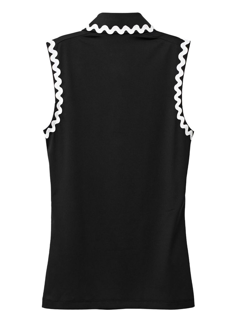 UTAA Swing Fit Tilde Wave Polo Sleeveless : Black
