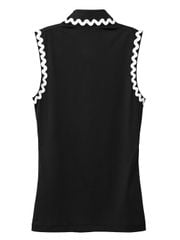 UTAA Swing Fit Tilde Wave Polo Sleeveless : Black