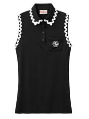 UTAA Swing Fit Tilde Wave Polo Sleeveless : Black