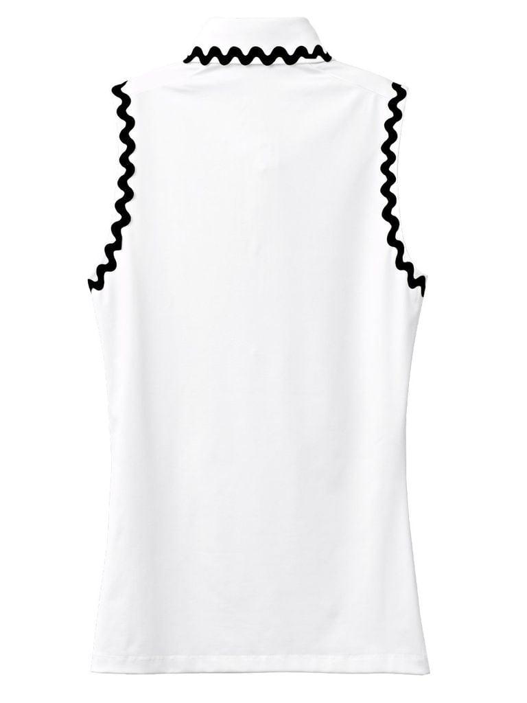UTAA Swing Fit Tilde Wave Polo Sleeveless : White
