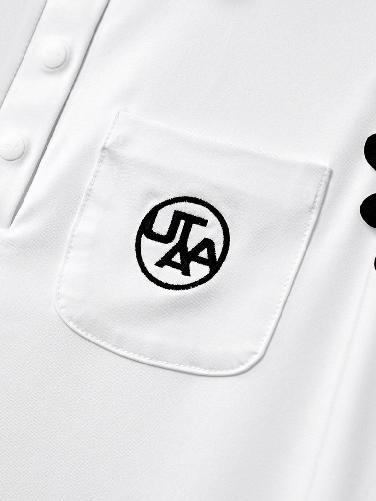 UTAA Swing Fit Tilde Wave Polo Sleeveless : White