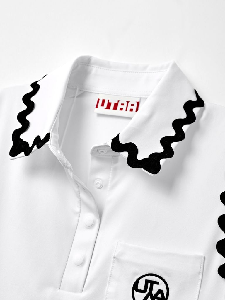 UTAA Swing Fit Tilde Wave Polo Sleeveless : White