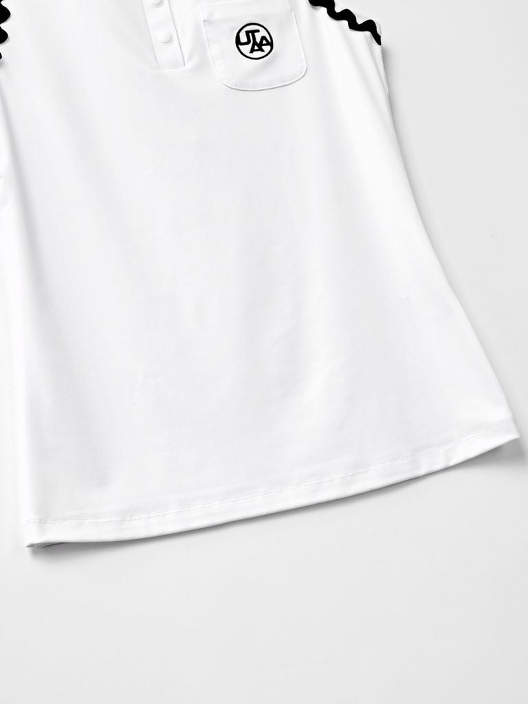 UTAA Swing Fit Tilde Wave Polo Sleeveless : White