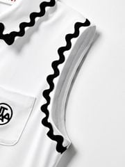 UTAA Swing Fit Tilde Wave Polo Sleeveless : White
