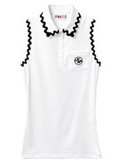 UTAA Swing Fit Tilde Wave Polo Sleeveless : White