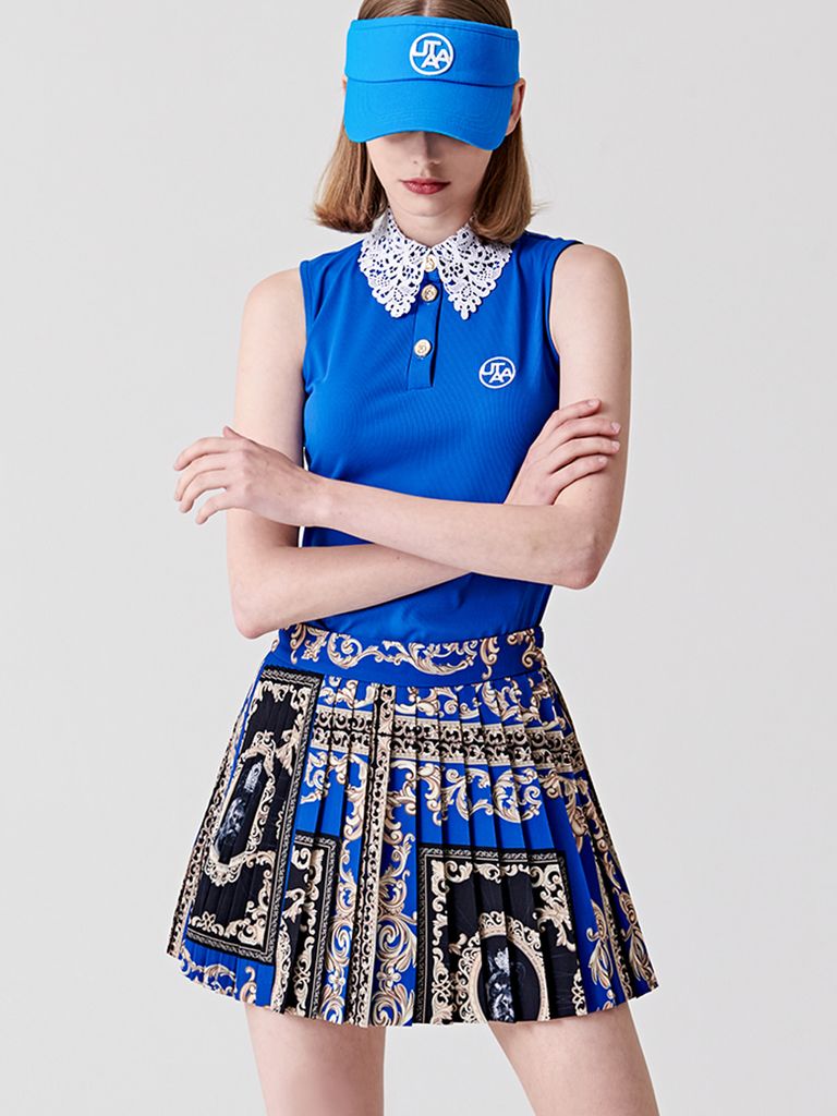 UTAA Ducat Lace Flare Sleeveless : Blue