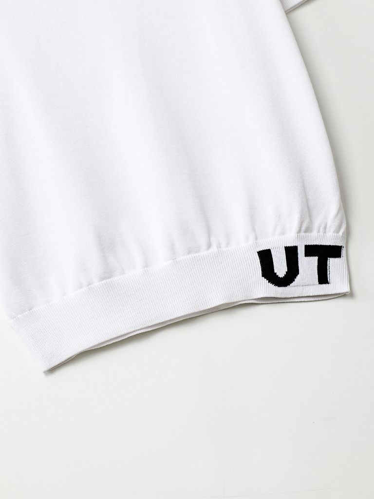 UTAA Pixel Logo Openneck Knit Tee : Women's White