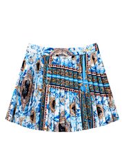 UTAA Neon Buckingham Pleats Skirt : BLUE