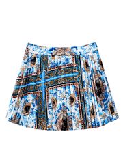 UTAA Neon Buckingham Pleats Skirt : BLUE