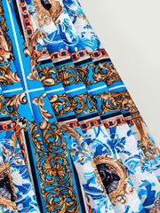 UTAA Neon Buckingham Pleats Skirt : BLUE