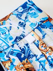 UTAA Neon Buckingham Pleats Skirt : BLUE