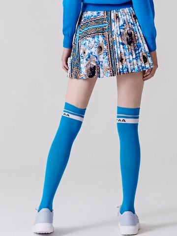 UTAA Neon Buckingham Pleats Skirt : BLUE