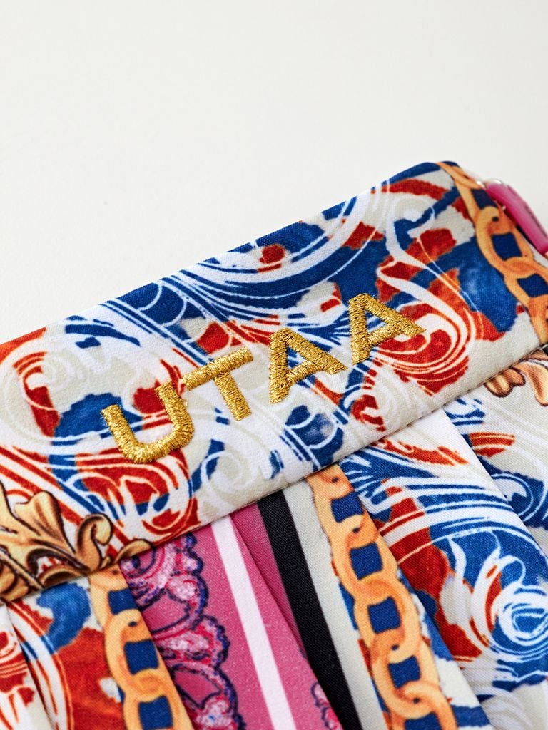 UTAA Neon Buckingham Pleats Skirt : Pink