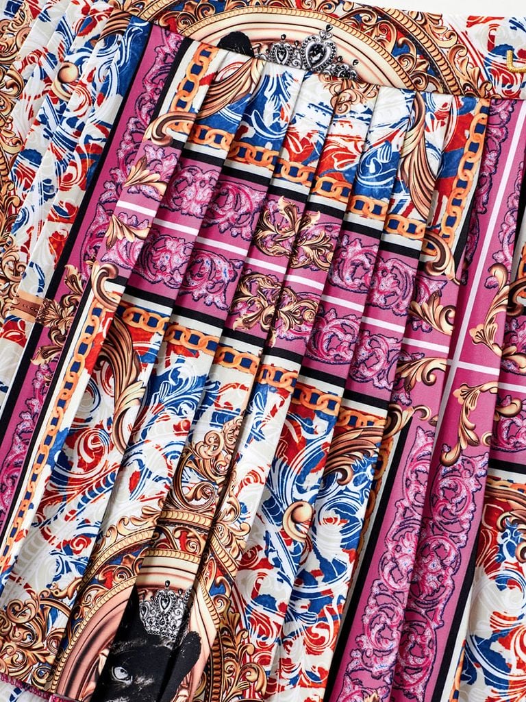 UTAA Neon Buckingham Pleats Skirt : Pink