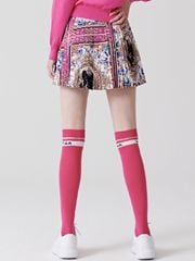 UTAA Neon Buckingham Pleats Skirt : Pink