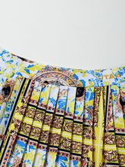 UTAA Neon Buckingham Pleats Skirt : Yellow