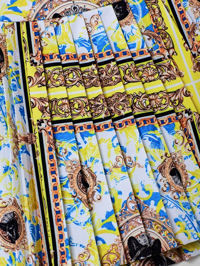 UTAA Neon Buckingham Pleats Skirt : Yellow