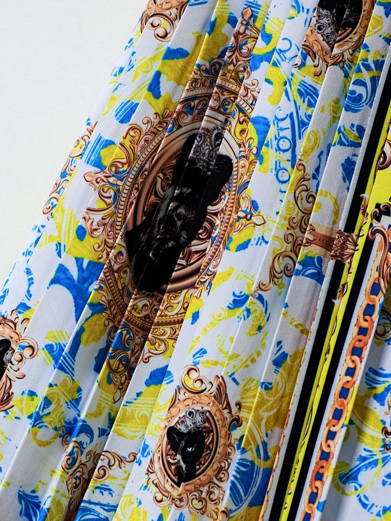 UTAA Neon Buckingham Pleats Skirt : Yellow