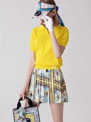 UTAA Neon Buckingham Pleats Skirt : Yellow
