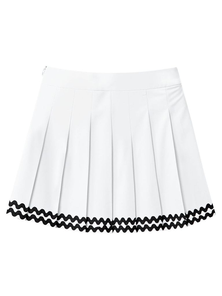 UTAA Tilde Wave Stripe Pleats Skirt : White