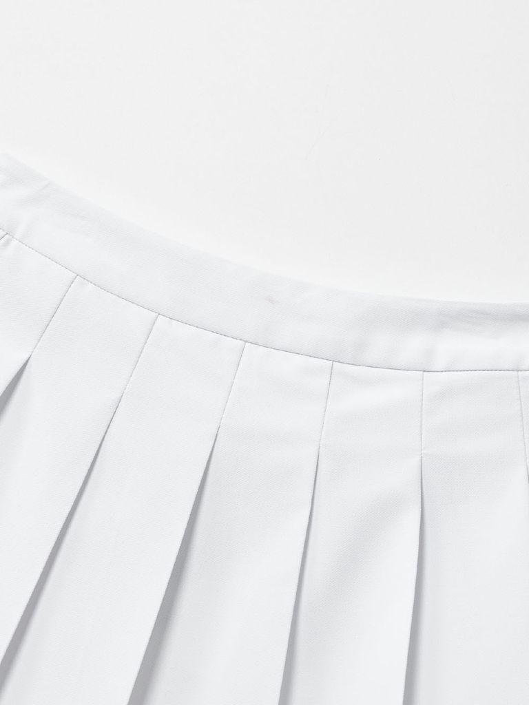 UTAA Tilde Wave Stripe Pleats Skirt : White