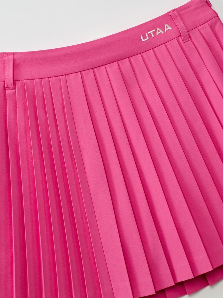 UTAA Neon Basic Pleats Skirt : Pink
