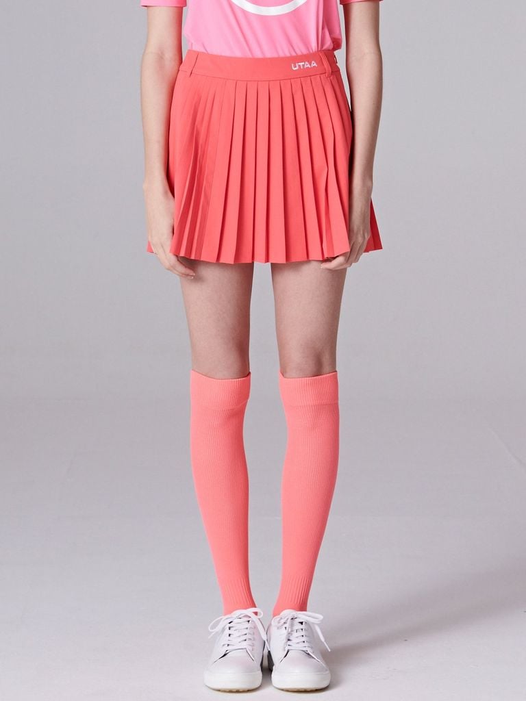 UTAA Neon Basic Pleats Skirt : Pink