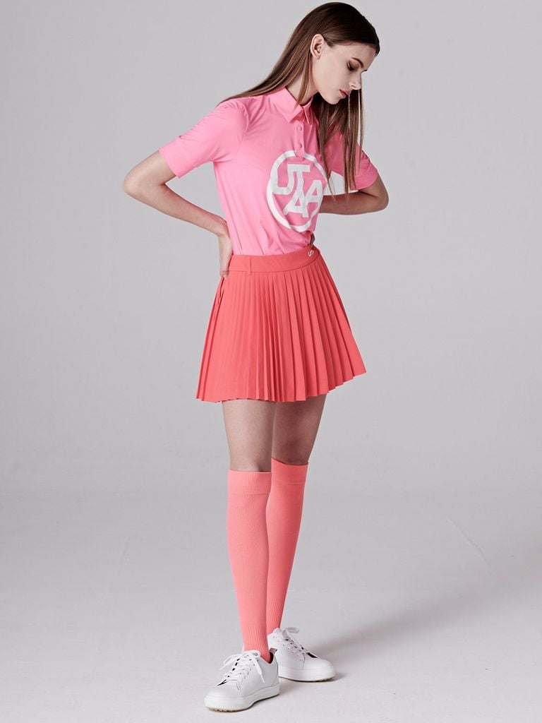 UTAA Neon Basic Pleats Skirt : Pink