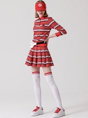 UTAA Spread Pattern Pinking Flare Skirt : Red