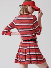 UTAA Spread Pattern Pinking Flare Skirt : Red