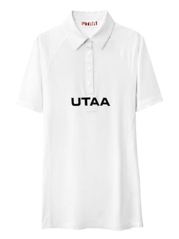 UTAA Reflected Logo Mesh Raglan Polo T-Shirts : Women's White